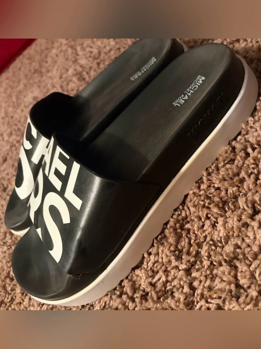 MICHAEL KORS Women's Black Logo Slide Sandals size 9